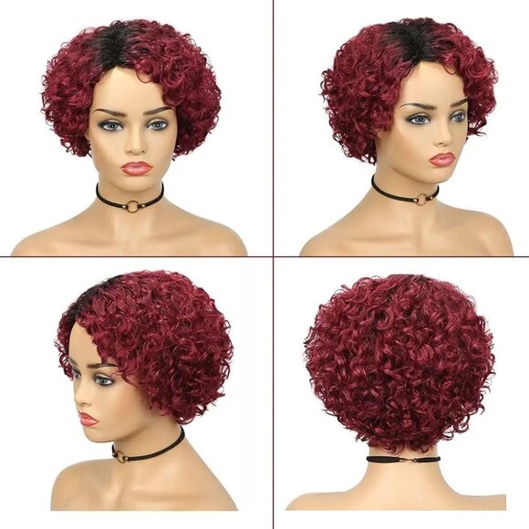 Burgundy Deep Wave Human Hair Wig - Picture 4 of 6